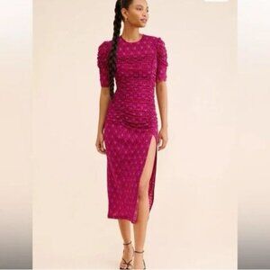 Free People Briella Midi Dress XS Ruched Floral Print